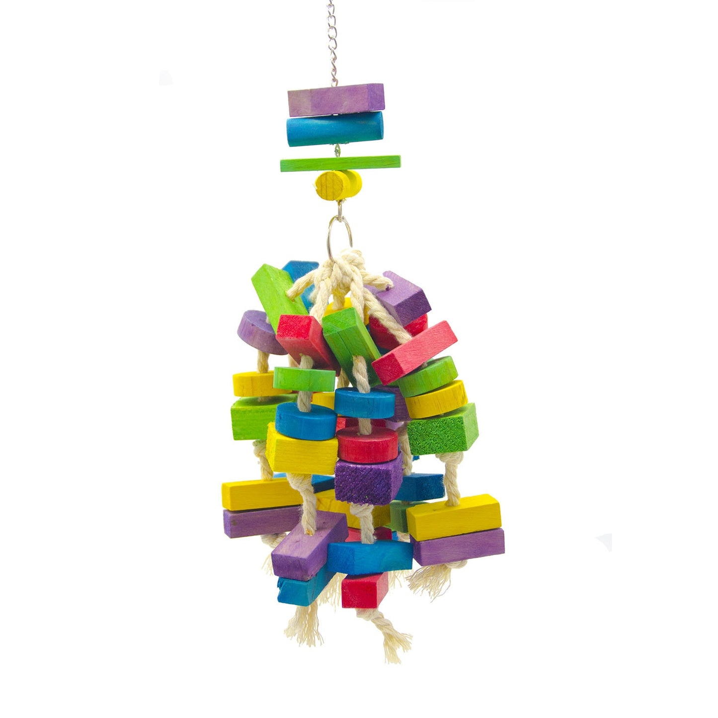 Colored Wood Block Bite String Bird Toys