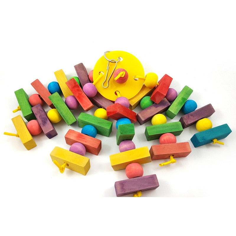 Hanging Wood Blocks Chew Toy Bird Toys