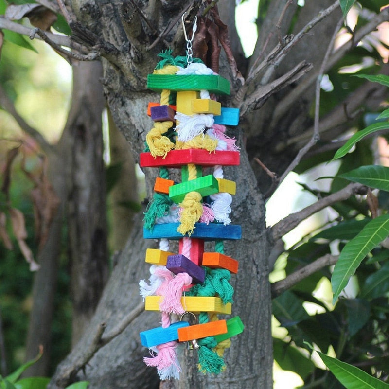 Large Chewing Block Rope Bird Toys