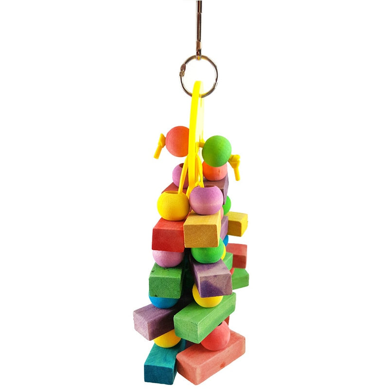 Hanging Wood Blocks Chew Toy Bird Toys