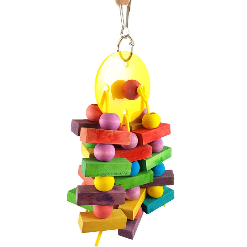 Hanging Wood Blocks Chew Toy Bird Toys