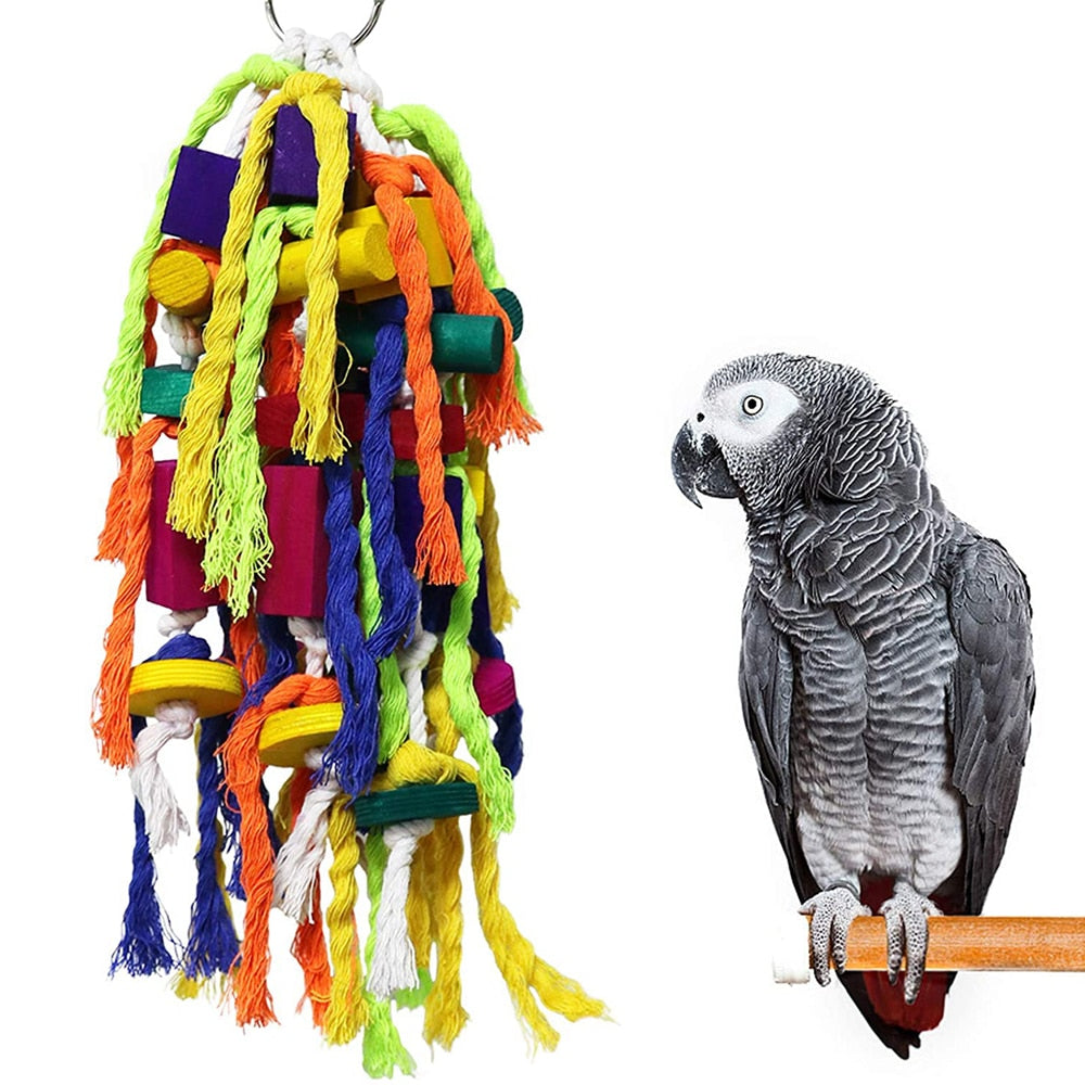 Parrot Chewing Wooden Bird Toys for Conures Cockatiels African Grey