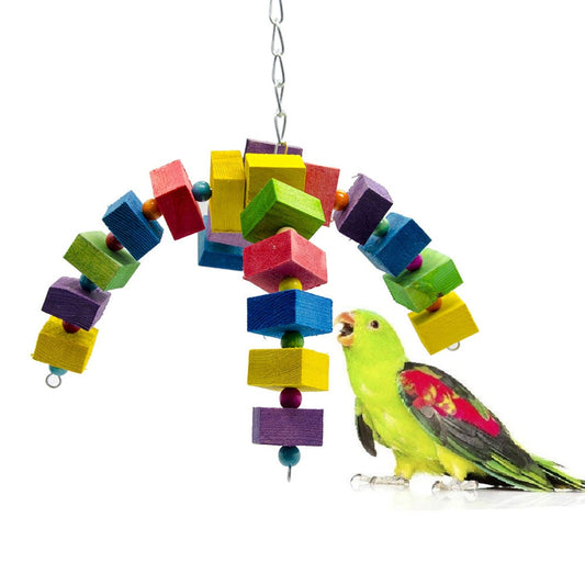 Wooden Block Bites Bird Toy