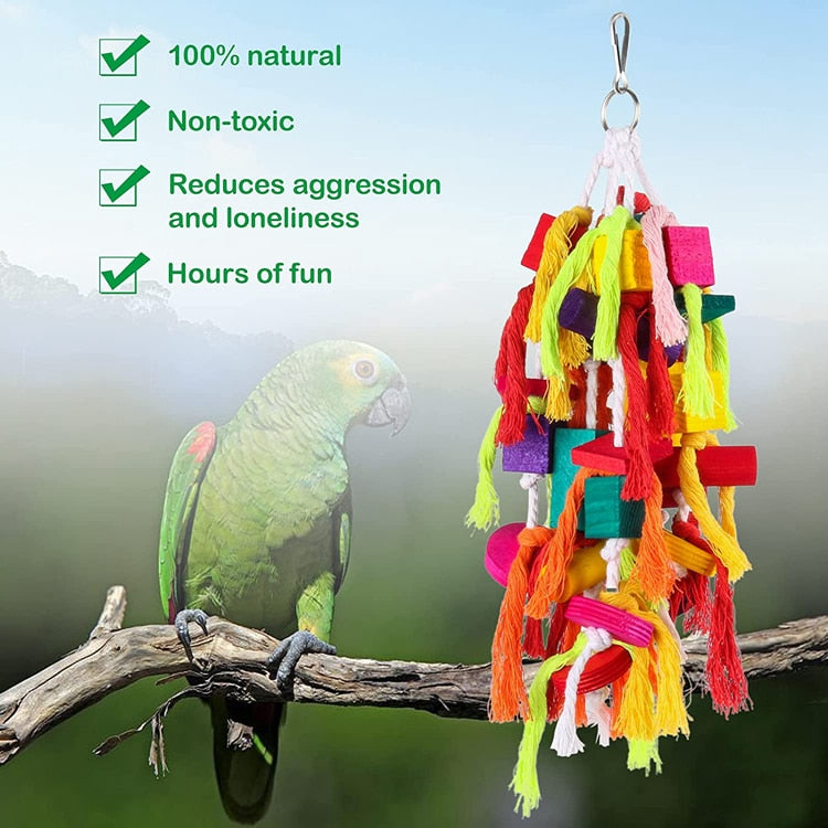 Parrot Chewing Wooden Bird Toys for Conures Cockatiels African Grey