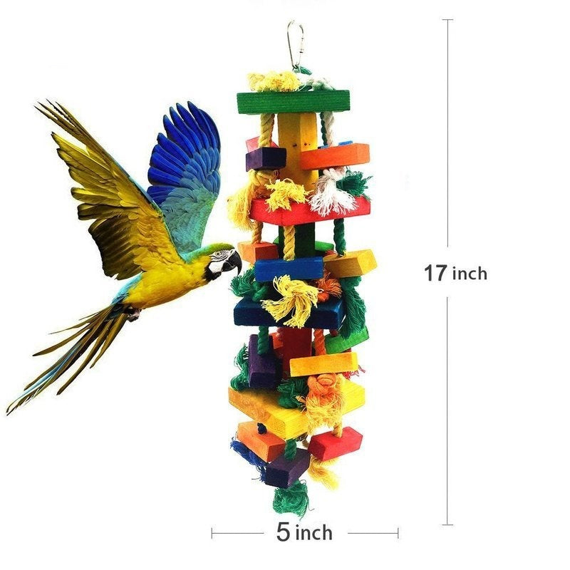Big Wood Block Cotton Rope Bird Parrot Toys