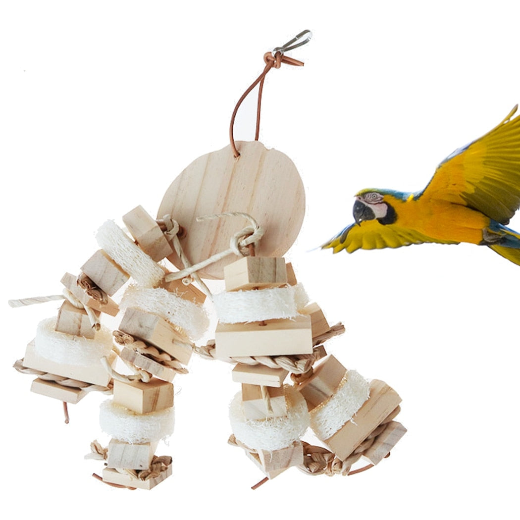 Wooden Bite Chew Block Parrot Bird Toy