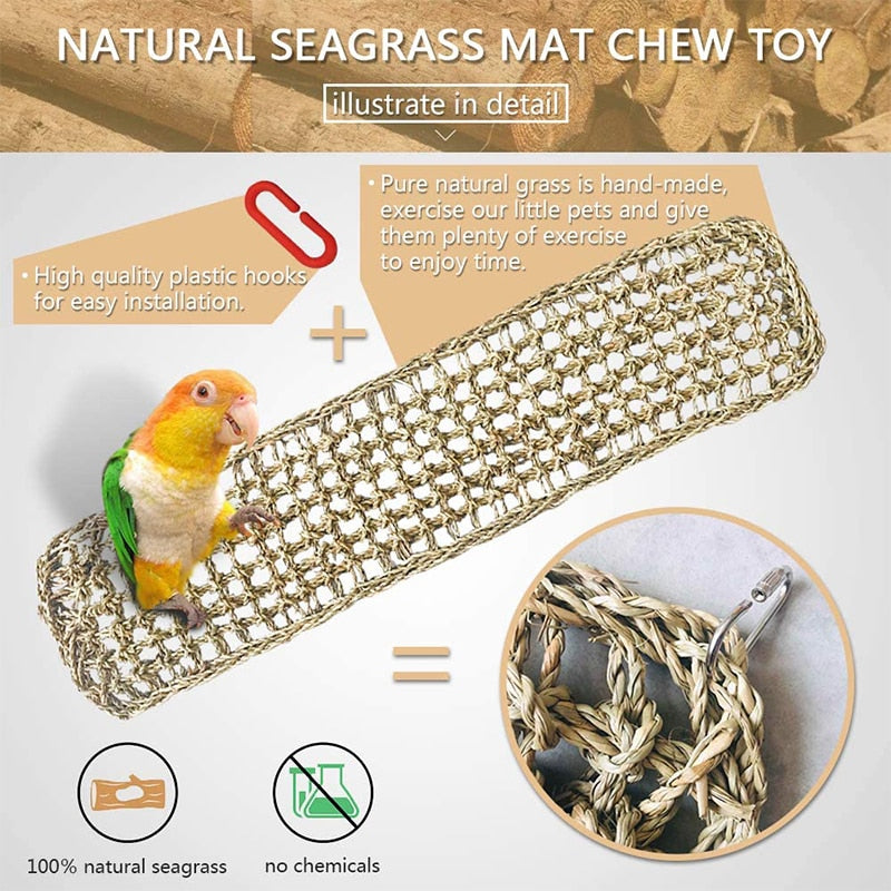 Natural Seagrass Mat Chew Toy Net Hammock