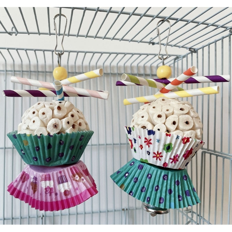 Sola Balls Cake Soft Chew Shredder Foraging Parrot Bird Toys