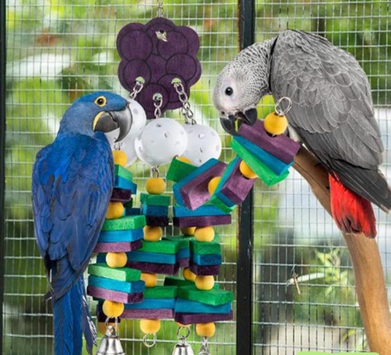 Hanging Wooden Block Chewable Bird Toys