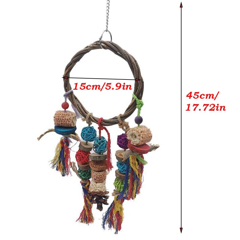 Parrot Hanging Swing Bird Chewing Toy Cotton Ring Rope
