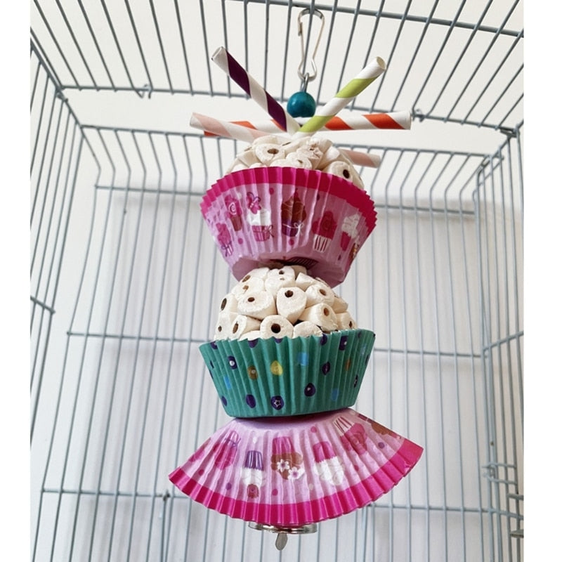 Sola Balls Cake Soft Chew Shredder Foraging Parrot Bird Toys