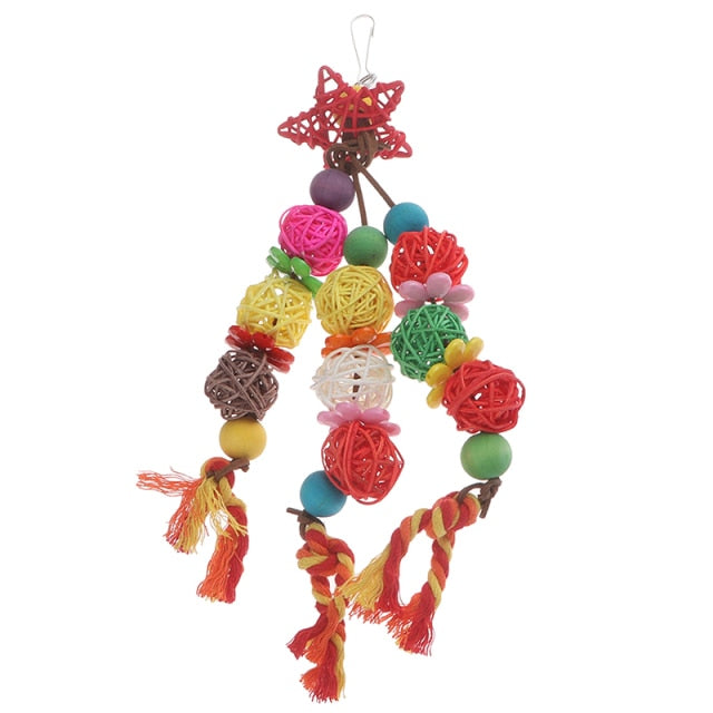 Wood Bead Ball Heart Star Shaped Bird Toys - GCC Aviary