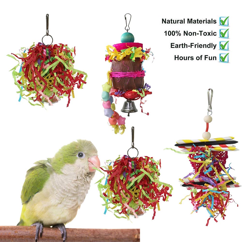 4pcs Chew Shreds Bird Toys - GCC Aviary