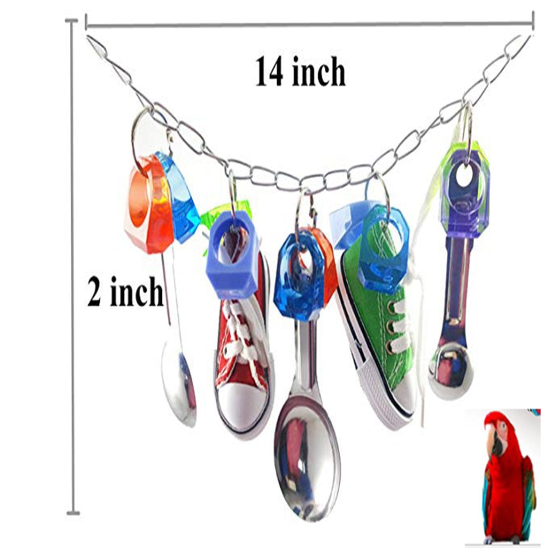 Stainless Spoon String Sneakers Chains Parrot Bird Toys