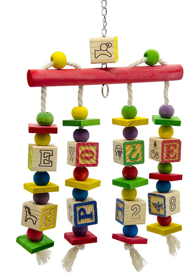 Colorful Alphabet Blocks Chew String Bird Toy