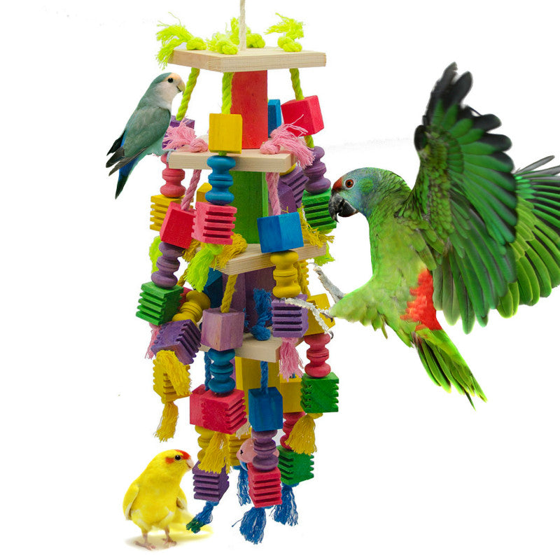 Colorful Cotton Rope Colorful Wood Bite Climbing Toys