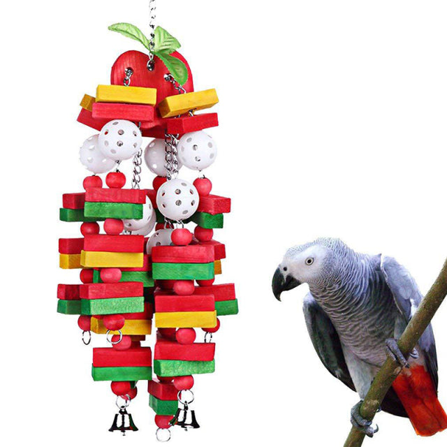 Large Colorful Wooden Birds Chew for Macaw Cockatoo Eclectus