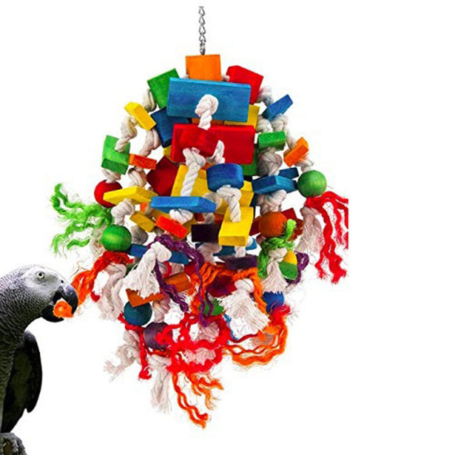 Large Colorful Wooden Birds Chew for Macaw Cockatoo Eclectus