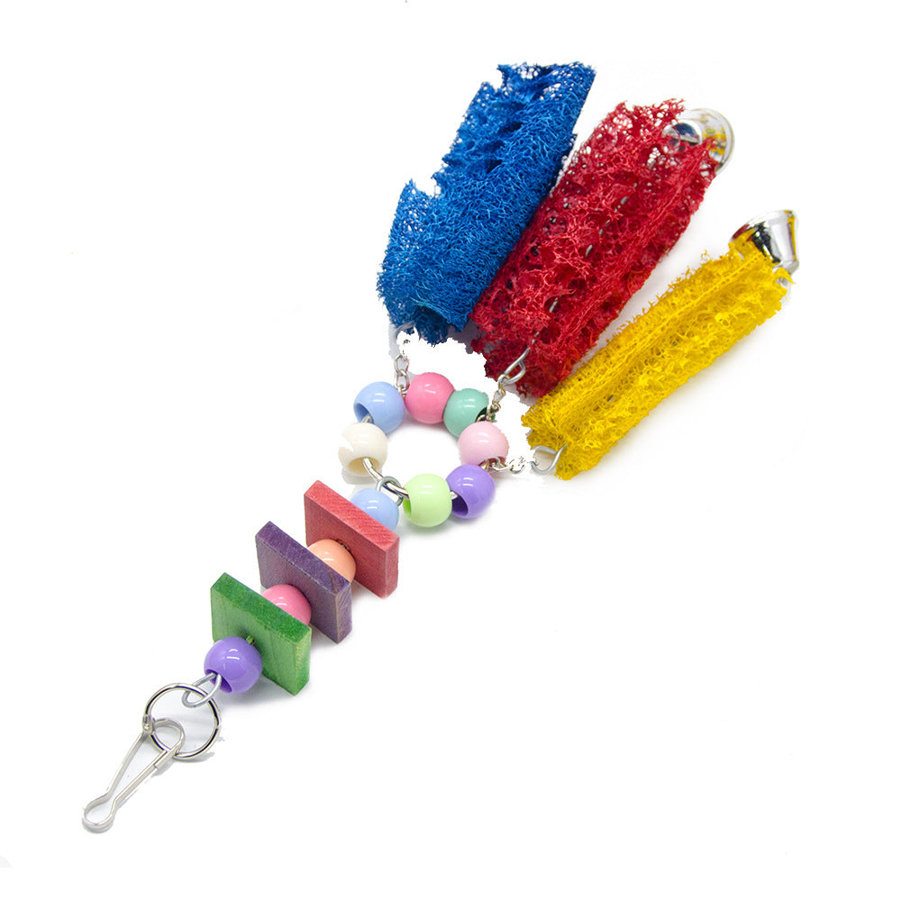 Pure Natural Loofah Hand Grab Bite Toy Parrot Toys