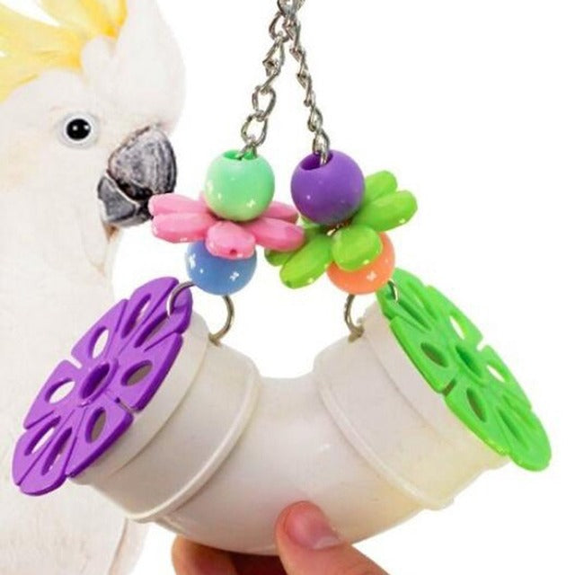 Colorful Beads Bells Parrots Toys Budgie Parakeet Cage African Grey