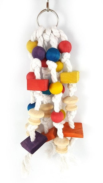 Wood Rope Grinding Swing Station Ladder Bird Toy - GCC Aviary