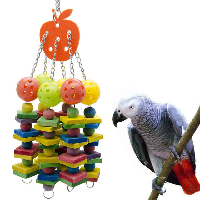 Natural Wood Bite Toy for Medium Large Birds